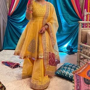 Yellow Embroidered Pakistani Sharara